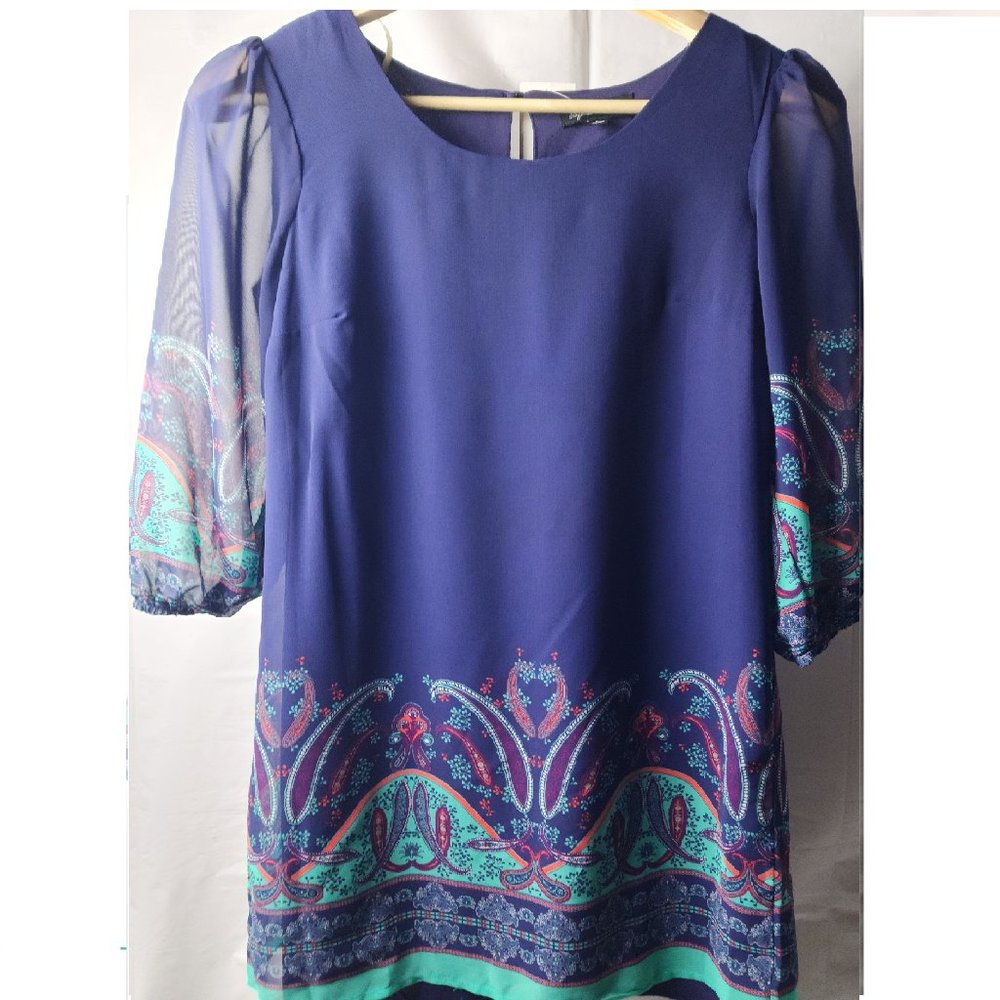 NWT Sequin heart women's blue lace blouse L